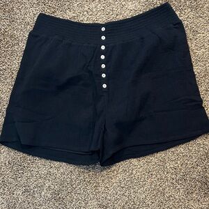 Sundance Black Elastic Waist Button Shorts